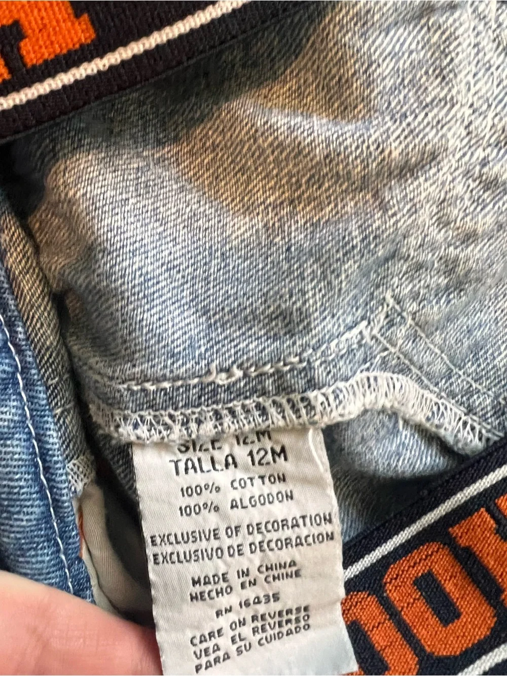 Vintage Hoop Star Kids Denim Overalls - Blue with Orange Accents